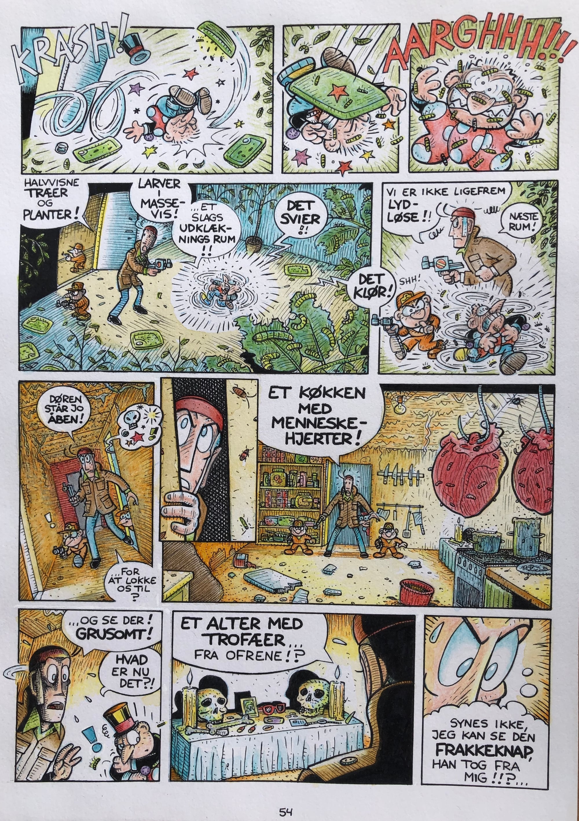 Side fra det nye 4. Buddy Bert album “Jagten på Insektmanden”. 68 FARVELAGTE sider!